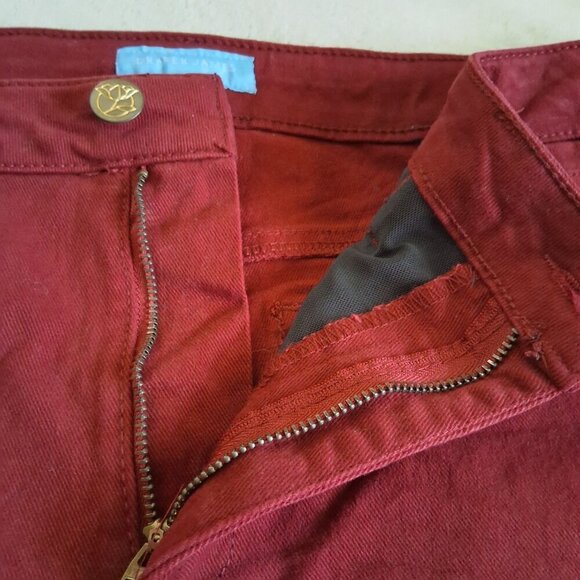 Draper James Women's Size 12 Burgundy Welt Pocket Bootcut High Rise Twill Pants - Picture 7 of 14